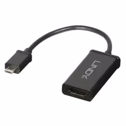 Lindy 41562, HDMI Type A (Standard), Micro-USB Type-B, Mâle, Femelle, Noir