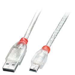 Lindy 41782 câble USB 1 m USB 2.0 USB A Mini-USB B Transparent