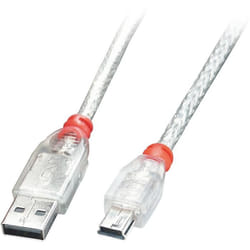 Lindy 41784 câble USB USB 2.0 3 m USB A Mini-USB B Transparent