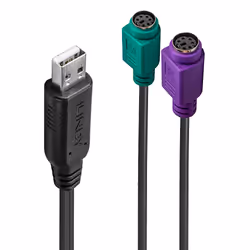 Lindy 42651, USB A 1.1, 2 x Mini-DIN 6 Pin, Noir