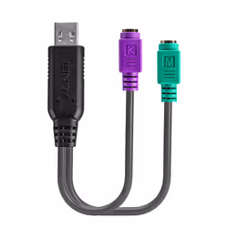 Lindy 42651 changeur de genre de câble USB A 1.1 2 x Mini-DIN 6 Pin Noir