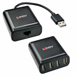 Lindy 42679, USB 2.0, RJ-45, USB 2.0, Noir, Métal, 52 mm, 60 mm