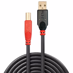 Lindy 42761 câble USB 10 m USB 2.0 USB A USB B Noir, Rouge