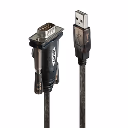 Lindy 42855, Gris, Transparent, 1,5 m, USB Type-A, DB-9, Mâle, Mâle