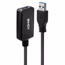 Lindy 43155, 5 m, USB A, USB A, USB 3.2 Gen 1 (3.1 Gen 1), 5000 Mbit/s, Noir