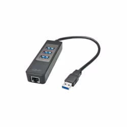 Lindy 43176, USB 3.2 Gen 1 (3.1 Gen 1) Type-A, RJ-45, USB 3.2 Gen 1 (3.1 Gen 1) Type-A, 5000 Mbit/s, Noir, Plastique, 0,29 m