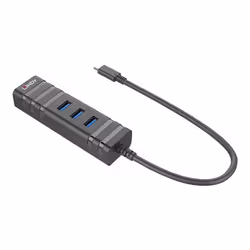Lindy 43249, USB 3.2 Gen 1 (3.1 Gen 1) Type-C, RJ-45, USB 3.2 Gen 1 (3.1 Gen 1) Type-A, 5000 Mbit/s, Noir, Plastique, 0,26 m