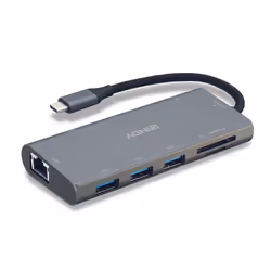 Lindy 43278, USB 3.2 Gen 1 (3.1 Gen 1) Type-C, 100 W, 10,100,1000 Mbit/s, Gris, MicroSD (TransFlash), SD, HDMI, RJ-45, USB 3. ...
