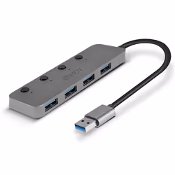 Lindy 43309 hub & concentrateur USB 3.2 Gen 1 (3.1 Gen 1) Type-A 5 Mbit/s Gris - Vue supplémentaire 4