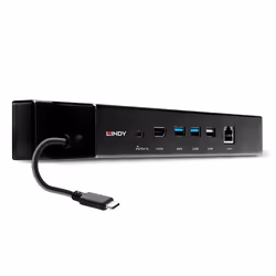 Lindy 43319, Avec fil, USB 3.2 Gen 1 (3.1 Gen 1) Type-C, 100 W, 1.4/2.2, 1000 Mbit/s, Noir