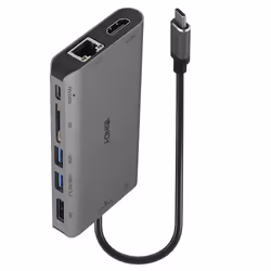 Lindy 43323, Avec fil, USB 3.2 Gen 1 (3.1 Gen 1) Type-C, 100 W, 1000 Mbit/s, Noir, Gris, SD
