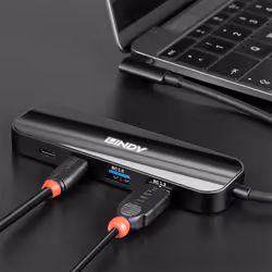 Lindy 43334 hub & concentrateur USB 3.2 Gen 2 (3.1 Gen 2) Type-C 10000 Mbit/s Noir - Vue supplémentaire 4