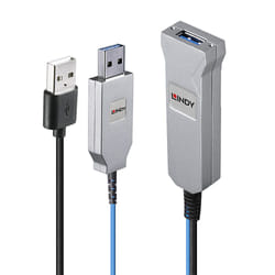 Lindy 43345 câble USB 30 m USB 3.2 Gen 1 (3.1 Gen 1) USB A 2 x USB A Bleu, Argent