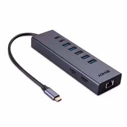 Lindy 43373, Avec fil, USB 3.2 Gen 2 (3.1 Gen 2) Type-C, 100 W, 10,100,1000 Mbit/s, 10BASE-T, 100BASE-TX, 1000BASE-T, Gris