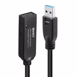 Lindy 43375, 20 m, USB A, USB A, USB 3.2 Gen 1 (3.1 Gen 1), Noir