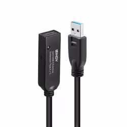 Lindy 43376, 10 m, USB A, USB C, USB 3.2 Gen 1 (3.1 Gen 1), 5000 Mbit/s, Noir