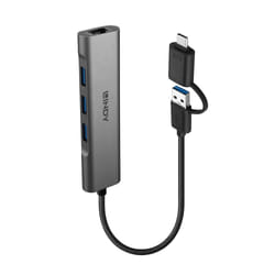 Lindy 43379 hub & concentrateur USB 3.2 Gen 1 (3.1 Gen 1) Type-A + Type-C 5000 Mbit/s Gris