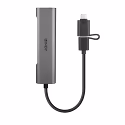 Lindy 43379 hub & concentrateur USB 3.2 Gen 1 (3.1 Gen 1) Type-A + Type-C 5000 Mbit/s Gris