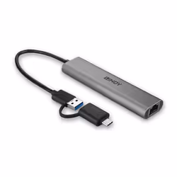 Lindy 43379 hub & concentrateur USB 3.2 Gen 1 (3.1 Gen 1) Type-A + Type-C 5000 Mbit/s Gris