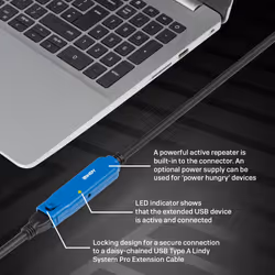 Lindy 43381 câble USB 8 m USB 3.2 Gen 1 (3.1 Gen 1) USB C USB A Noir, Bleu - Vue supplémentaire 5