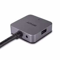Lindy 43388 hub & concentrateur USB 3.2 Gen 1 (3.1 Gen 1) Type-A 5000 Mbit/s Noir, Gris