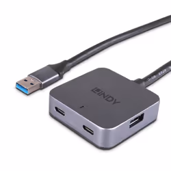 Lindy 43389 hub & concentrateur USB 3.2 Gen 1 (3.1 Gen 1) Type-A 5000 Mbit/s Noir, Gris