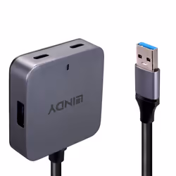 Lindy 43389 hub & concentrateur USB 3.2 Gen 1 (3.1 Gen 1) Type-A 5000 Mbit/s Noir, Gris
