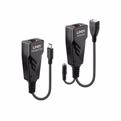 Lindy 43390, Émetteur et récepteur réseau, 100 m, 480 Mbit/s, Cat5e, Cat6, CH317Q, CH9317, RTL8211E, Noir