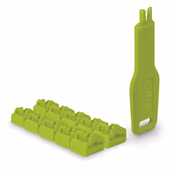 Lindy 47894, Bloqueur de port + clé, RJ-45, Vert, Acrylonitrile-Butadiène-Styrène (ABS), 10 pièce(s), Sac en polyéthylène