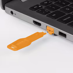 Lindy 47897 bloqueur de port Bloqueur de port + clé RJ-45 Orange Acrylonitrile-Butadiène-Styrène (ABS) 10 pièce(s)