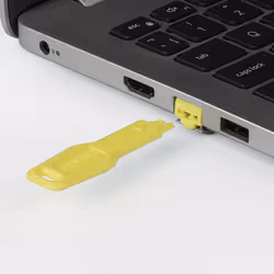Lindy 47900 bloqueur de port Bloqueur de port + clé RJ-45 Jaune Acrylonitrile-Butadiène-Styrène (ABS) 10 pièce(s)