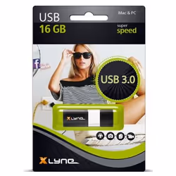 xlyne 16GB USB3.0 Wave, 16 Go, USB Type-A, 3.2 Gen 1 (3.1 Gen 1), 70 Mo/s, Slide, Noir, Blanc