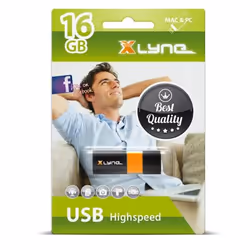 xlyne Wave USB 2.0 16GB lecteur USB flash 16 Go USB Type-A Noir, Orange