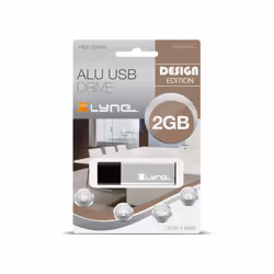 xlyne ALU, 2 Go, USB Type-A, 2.0, Casquette, 7 g, Noir, Argent