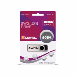 xlyne 177559-2, 4 Go, USB Type-A, 2.0, 8 Mo/s, Pivotant, Noir, Acier inoxydable