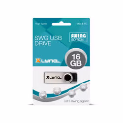 xlyne 177562-2, 16 Go, USB Type-A, 2.0, 8 Mo/s, Pivotant, Noir, Argent
