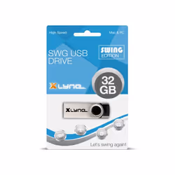 xlyne 177532-2, 32 Go, USB Type-A, 2.0, 8 Mo/s, Pivotant, Noir, Argent