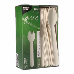 Papstar 88240 Cuillère jetable Fourchette jetable Papier Blanc 100 pièce(s)