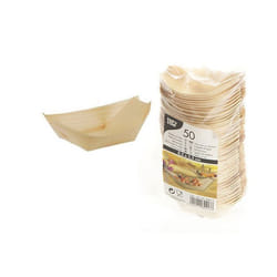 50 BARQUETTES AMUSE-BOUCHES BOIS 8.5X5.5CM NATUREL  Beige Ivoire Crème Écru Naturel Taupe