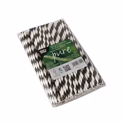 Papstar 87010 paille jetable 100 pièce(s) Noir, Blanc