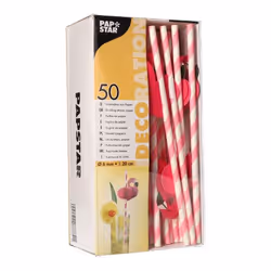 Papstar 87782 paille jetable 50 pièce(s) Rose, Blanc