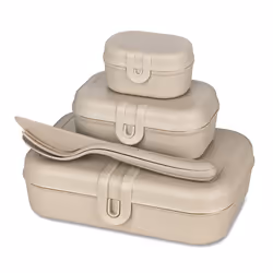 koziol Pascal Ready, Ensemble boîte repas, Adulte, Beige, Monochromatique, Rectangulaire, Garçon/Fille