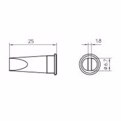 Weller LHT E, Panne de soudage, Weller, 1 pièce(s), 6,7 mm, 1,8 mm, 25 mm