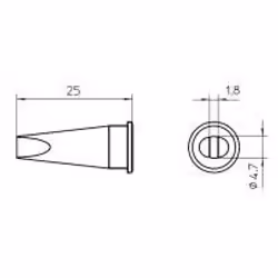 Weller LHT D, Panne de soudage, Weller, 1 pièce(s), 4,7 mm, 1,8 mm, 25 mm
