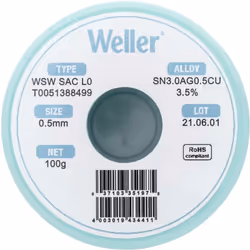 enquête Sn3.0Ag0.5Cu Diamètre 0.5 mm bobine 100 g description Excellent comportement de fusion avec le cuivre et le nickel. M ...