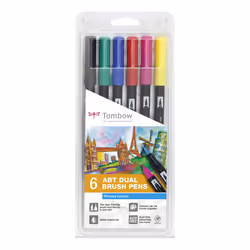 Tombow ABT-6P-1, Multicolore, Rond, Noir, Bleu, Vert, Rose, Rouge, Jaune, Ampoule, 6 pièce(s)
