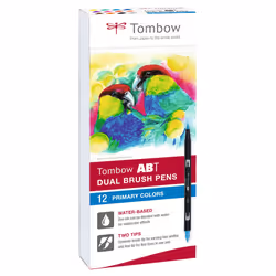 Tombow ABT-12P-1, 12 couleurs, Multicolore, Marqueur et feutres à pointe pinceau, 0,7 mm, 1 cm, Noir