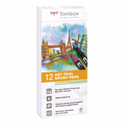 Tombow ABT-12P-2, Fin, 12 couleurs, Bleu, Vert, Gris, Bleu clair, Vert clair, Menthe, Rose, Violet, Jaune, Multicolore, Rond, ...