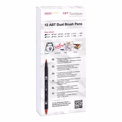 Tombow ABT-12P-3 stylo-feutre Fin Noir, Gris, Blanc 12 pièce(s)