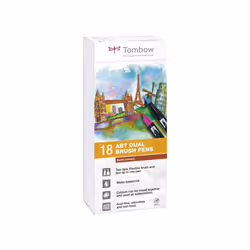 Tombow ABT-18P-3, Fin, 18 couleurs, Marqueur et feutres à pointe pinceau, Multicolore, Rond, Encre à base d'eau